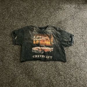 Cropped Chevrolet shirt, distressed